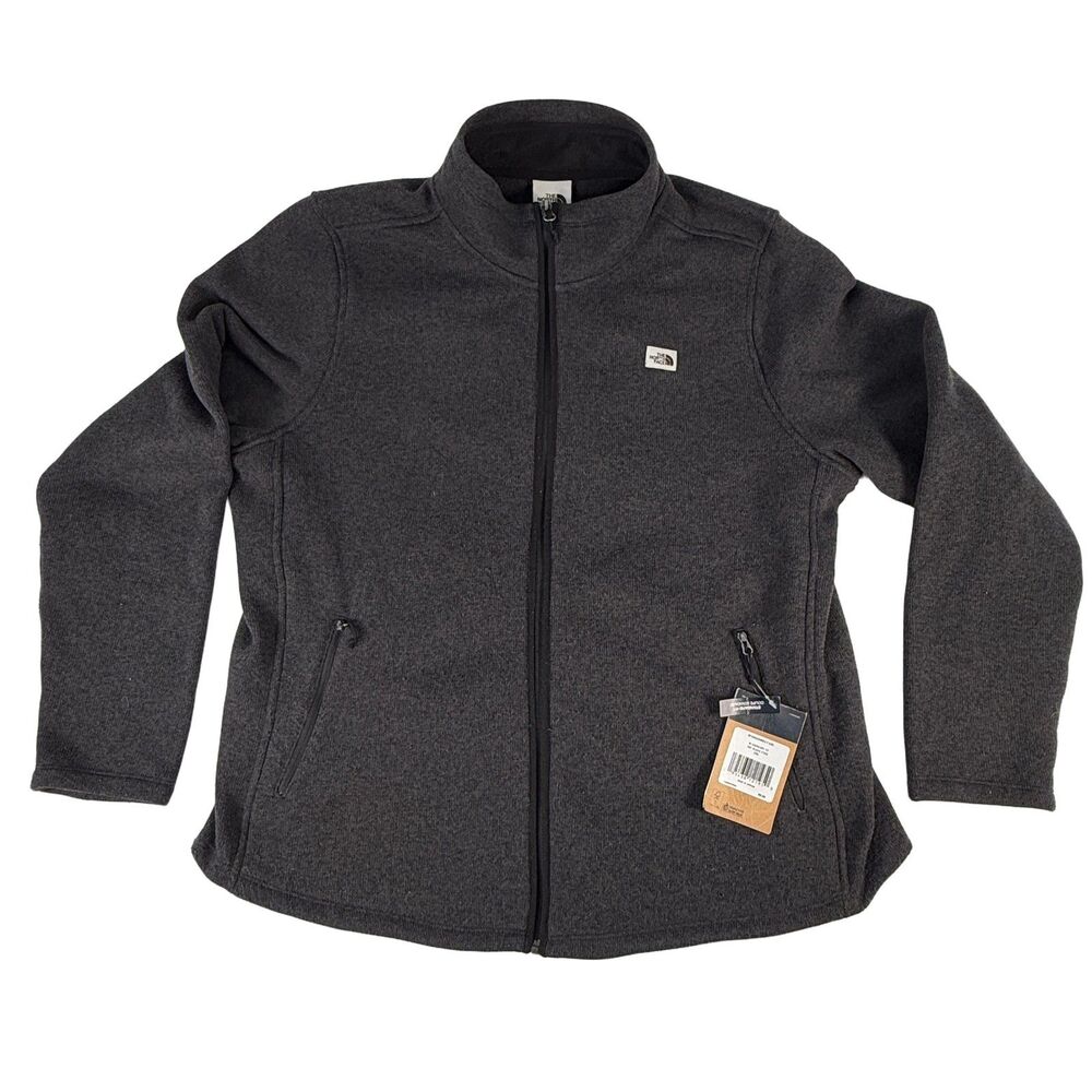 The North Face Womens Crescent Full Zip Fleece Sweater Jacket XXL Black Heather